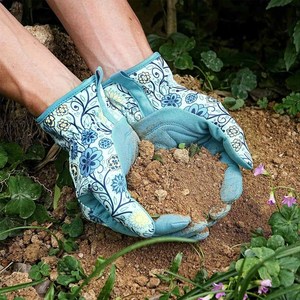 Gants de jardin élégants bleus à motif floral pour femmes, gants de travail de protection avec paume durable pour la plantation intérieure et extérieure - Product Image 5