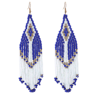 Colorful Seed Beads Tassel Miyuki Beads Earrings Embroidered Cotton Lightweight Earrings with Metal Fittings <b>Back</b> - Product Image 1