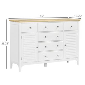 "Handmade White Rubber Wood Top <b>Sideboard</b> Buffet Cabinet with <b>Storage</b> Drawers & Adjustable Shelves" - Product Image 3