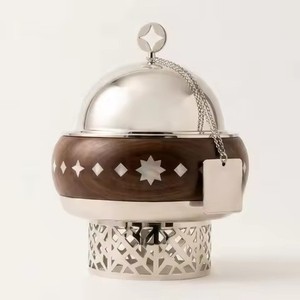 Most Selling Wooden Cross Pattern Stainless <b>Steel</b> Dome Arabic Food Warmer Hot <b>Pot</b> For Hotel Buffet Catering Service Usage - Product Image 3