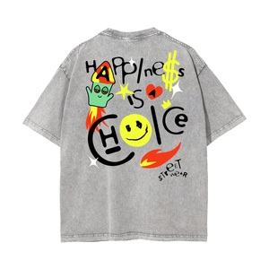 T-shirt gris oversize en coton pour homme, manches courtes, col rond, style streetwear, imprimé lettres, logo frontal, coupe jersey - Product Image 5