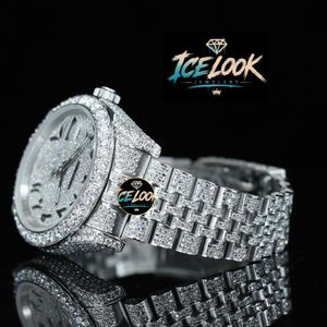 นาฬิกาข้อมือระบบควอตซ์ ดีไซน์ Ice Look ประดับเพชร สายสีเงิน เครื่องประดับสำหรับชุดเดรส - Product Image 2