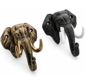 Elephant <b>Head</b> Wall Hook Decor Brass Black Gold Antique Finish Home Decoration Hanging Hook Traditional <b>Style</b> Metal Craft - Product Image 4