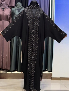 Best Selling Kaftan Abaya Handmade Turkish Floor Length Long Sleeve V Neck Polyester Regular Fit Casual Evening Party Flared - Product Image 2