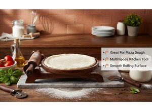 Wooden Eco-Friendly Roti <b>Maker</b> Chakla Belan Set Natural Wood Rolling Board Pin Holder for <b>Chapati</b> Tortilla Kitchen Tool - Product Image 4