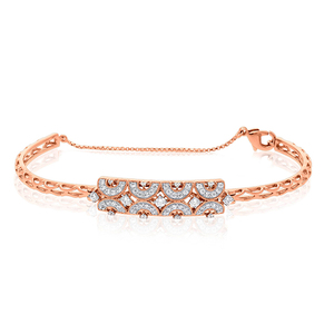 Rose Gold Lab Grown Diamond Round Brilliant Cut Classic Floral 18K Women's <b>Bangle</b> <b>Bracelet</b> - Product Image 1