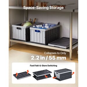 2 Confezioni di Contenitori Pieghevoli in Plastica da 65L con Coperchi e Maniglie, Casse Impilabili per Stoccaggio, Capacità 84 Libbre per Contenitore - Product Image 4