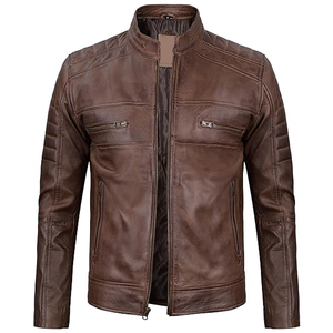 Custom Genuine Stand Men's <b>Leather</b> <b>Jacket</b> Autumn Short Casual Simple <b>Real</b> Cow <b>Leather</b> Coat Man Spring Winter <b>Jacket</b> Men - Product Image 1