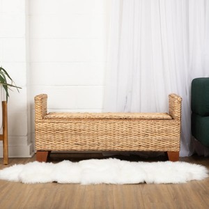 Elegant Seagrass Bench Patio for Living Room Modern Bohemian <b>Stool</b> Pouf Entryway Bench Chair Home Furniture Made in Vietnam - Product Image 3