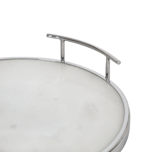 Plateau de service rond en marbre de haute qualité avec poignée en métal, plateau décoratif moderne pour servir les aliments, pour bureau, maison, à bas prix - Product Image 4