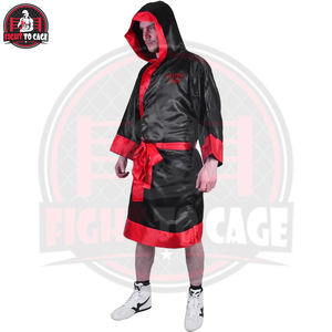 Robe de combat de boxe et de kickboxing rouge et noire pour hommes, tenue d'arts martiaux pour adultes la plus vendue, robe de boxe pour la marche sur le ring - Product Image 4