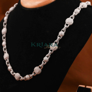 Collar de Cadena Figaro de Plata S925 con Baño de Rodio y Moissanita, Corte Brillante Redondo, Micro Pavé, Unisex, Lujoso, para Uso Diario - Product Image 2