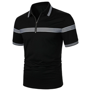 Chemises polo pour hommes à col zippé, manches courtes, style streetwear, en vente. - Product Image 2