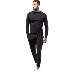 Ensemble de survêtement en coton délavé pour homme, couleur unie, décontracté, manches longues, coupe régulière, poids moyen, respirant, idéal pour l'automne - Product Image 2