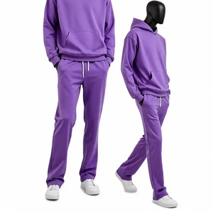 Wholesale Customised Heavyweight Cotton <b>Plain</b> Unisex Plus Size Hooded <b>Tracksuits</b> Sweatsuit Brand Logo Gym Jogger Two Piece Set - Product Image 4