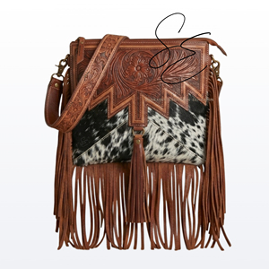 Handcrafted Cowhide Fringe Sling <b>Bag</b> Western Tooled Leather Crossbody <b>Boho</b> Tassel <b>Bag</b> for Women Turquoise <b>Bag</b> Cowgirl Purses - Product Image 1