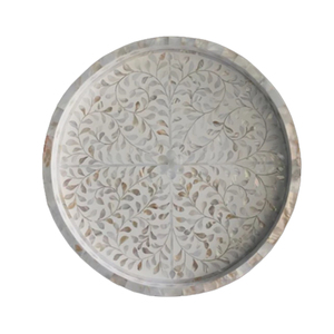 Bandeja Artesanal de Nácar de Lujo con Incrustaciones de MOP, Bandeja de Servir Rectangular con Mosaico de Conchas Blancas, Platos Decorativos para Café - Product Image 5