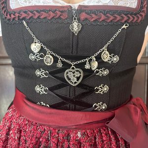 Women's Bavarian Style Dirndl <b>Dress</b> A-Line Short Sleeve Embroidered Floral Mini Vintage Folk Costume With Belt - Product Image 5