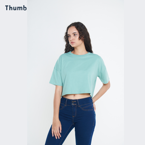 Quá khổ của phụ nữ Crop <span class=keywords><strong>Top</strong></span> ngắn tay áo mềm cotton căng vải hợp thời trang giản dị & Activewear tùy chỉnh bán buôn OEM Made Polyester - Product Image 5