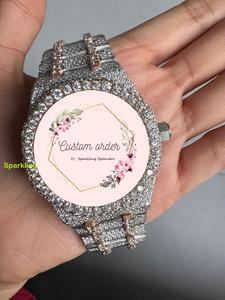 Montre de luxe pour homme avec cadran en diamant Moissanite VVS, cristal saphir, bracelet en acier inoxydable, style Hip Hop, affichage analogique glacé - Product Image 2