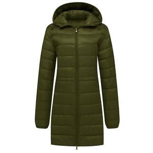 Wholesale Ultra <b>Lightweight</b> Hooded Long Puffer <b>Jacket</b> for <b>Women</b> Breathable Packable Winter Coat with Embroidered Casual - Product Image 4