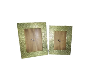 Rectangle Metal <b>Mirror</b> <b>Frame</b> with Embossed Diamond Pattern Gold Finish Durable Design - Product Image 4