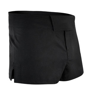 Shorts tissés noirs à taille haute pour hommes, couleur unie, avec poches, style décontracté, taille élastique, longueur courte - Product Image 2