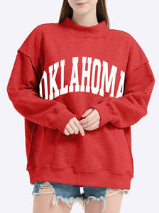 Wholesale Women Oversized Crew Neck Sweatshirt Florida Letter Print Long Sleeve <b>Drop</b> Shoulder Knitted Cotton Autumn Streetwear - Product Image 3