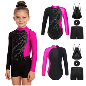 Tenue de gymnastique, patinage artistique et danse pour filles de 6 à 16 ans, justaucorps avec short pour la danse, l'entraînement, les compétitions et les récitals. - Product Image 5