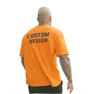 T-shirt à manches courtes orange pour homme, coupe classique, col roulé uni, jersey tricoté décontracté 100 % coton, sérigraphie, design personnalisé - Product Image 5