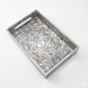 Handmade Mother Of Pearl Inlay <b>Serving</b> <b>Tray</b> Luxury Floral Pattern <b>Black</b> Mop <b>Tray</b> For Coffee Table Home Decor And Gifting - Product Image 6