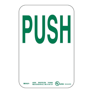 Brady <b>Push</b> <b>Sign</b> 6x4 Inch Indoor/Outdoor <b>Door</b> Mounting PVC UV Printed Traffic <b>Sign</b> - Product Image 2