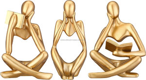 Estatua de pensador decorativa para el hogar moderno superventas, ambiente dorado para sala de estar, oficina, escritorio, abstracto de aluminio - Product Image 3