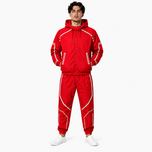 Custom Solid Color Unisex Windbreaker Tracksuit <b>Reflective</b> Hooded <b>Jacket</b> Sportswear Set Breathable Lightweight Summer <b>Running</b> 2 - Product Image 1