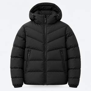Wholesale Custom Black Hooded Puffer Jacket Winter <b>Padded</b> Quilted <b>Coat</b> Men's Women's Outdoor Windproof Warm Jacket OEM - Product Image 1