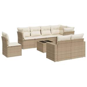 Conjunto de Sofá de Jardín de Ratán Beige y Crema, 6 Plazas, Muebles de Exterior Resistentes a la Intemperie, Diseño Contemporáneo - Product Image 4