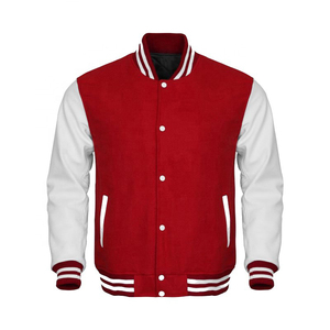 แจ็คเก็ตวาร์ซิตี้ผู้ชายแบบขายส่ง แจ็คเก็ตวาร์ซิตี้แฟชั่นใหม่สำหรับฤดูหนาว แจ็คเก็ตเลตเตอร์แมนแขนหนังปักโลโก้ได้ตามสั่ง - Product Image 1