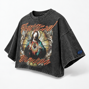 เสื้อยืดครอปผ้าฝ้ายแท้ 100% ทรงหลวมสไตล์ฮิปฮอป สตรีทแวร์สำหรับผู้ชาย - Product Image 4