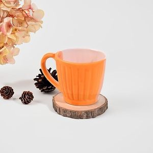 Ensemble de 4 tasses à thé en céramique orange et blanches - Product Image 4