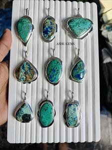 Collar de Plata de Ley 925 con Azurita de Primera Calidad, Hecho a Mano, con Piedra Preciosa, un Regalo Ideal para Mujer - Product Image 4