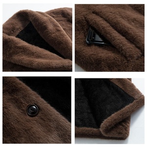 <b>Men's</b> Black Faux <b>Fur</b> Long <b>Coat</b> Turn-down Collar Single Breasted Formal Winter Jacket Thick Regular Sleeve Solid Pattern - Product Image 2