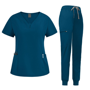 Medical Scrub Suit Uniform Hospital Nursing <b>Set</b> Custom Logo Wholesale <b>Doctor</b> Scrub Shaghaf Sports Wear Impex Sc2 100% Polyester - Product Image 1