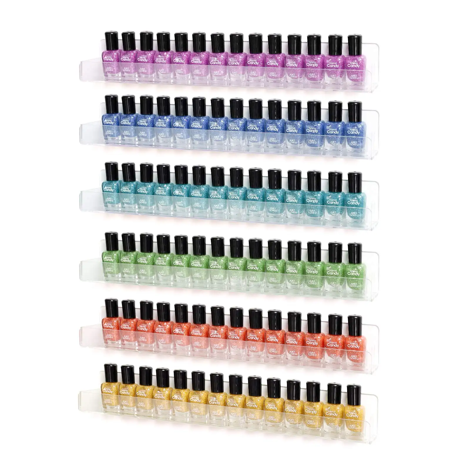 Support de vernis à ongles en acrylique transparent, organisateur pour le mur 6 paquets support de vernis à ongles suspendu étagère supports de montage muraux flottants