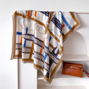 90*90 2026 New Fashion <b>Light</b> Luxury Silk Scarf Women Twill Simple Square Scarves Ladies Sunscreen Shawl Headscarf All Seasons - Product Image 4