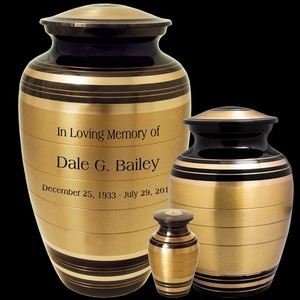 Urnas funerarias al por mayor en negro y latón, en 3 tamaños, medianas para adultos, contenedor conmemorativo para cenizas. - Product Image 1