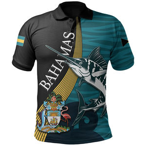 Personalized Bahamas Marlin Printed Polo Shirts for Men OEM Bahamian Coat of Arms Casual Quick Dry <b>Tops</b> Men's Polo Shirt Golf - Product Image 1