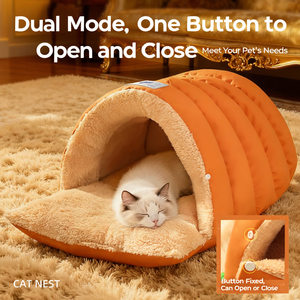 ที่นอนแมวฤดูหนาวแบบกึ่งปิด ถุงนอนสำหรับสัตว์เลี้ยง สำหรับสุนัขพันธุ์เล็ก ลูกสุนัข ลูกแมว กันลม บ้านนุ่มๆ แบบรัง ที่นอนนุ่มๆ สำหรับนอนหลับลึก - Product Image 4