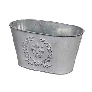 High On Demand Galvanized Metal Planters Set Circular Shape With Handles Durable Outdoor Garden Use Flower Green Plant <b>Container</b> - Product Image 2
