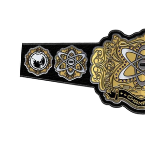 Cinturón de Campeonato Atómico Personalizable de Alta Calidad en Negro y Dorado, Cinturón Deportivo Personalizado, Edición de Coleccionista - Product Image 3