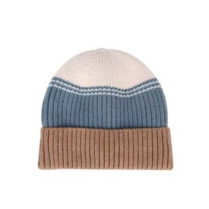 Gorro de punto unisex con bloques de color, con contraste y puño plegable, cálido para invierno, estilo casual - Product Image 1